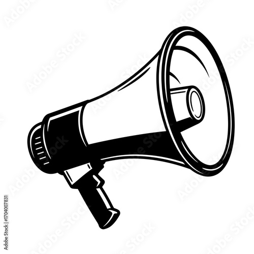 Black and White Illustration of a Megaphone, Ideal for Communication and Announcement Imagery