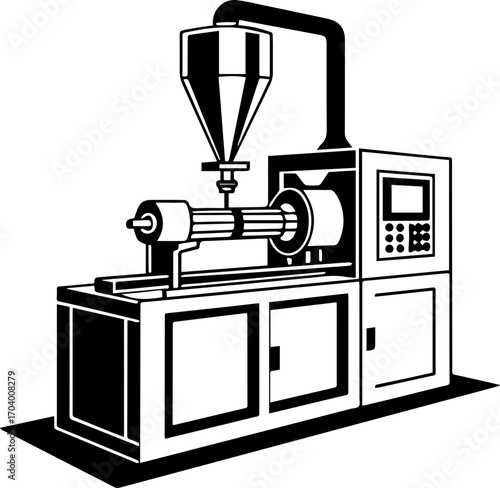 Injection Molding Machine Line Art Illustration