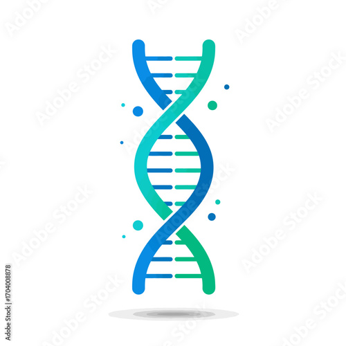 Modern vector illustration of a DNA double helix strand, a symbol for genetics, biotechnology, and scientific research