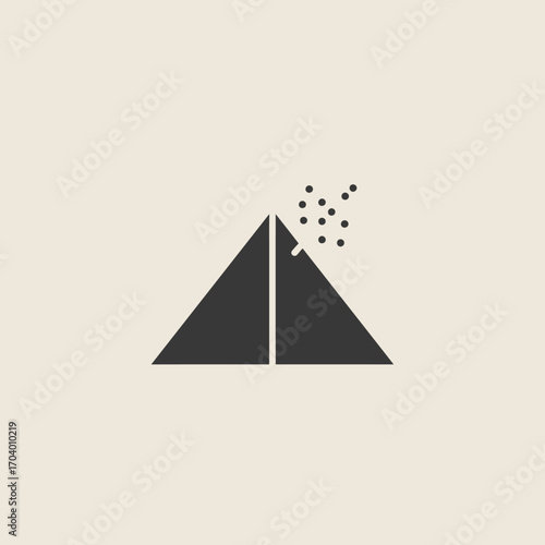 Abstract illustration of a mountain with falling objects, symbolizing deconstruction or change