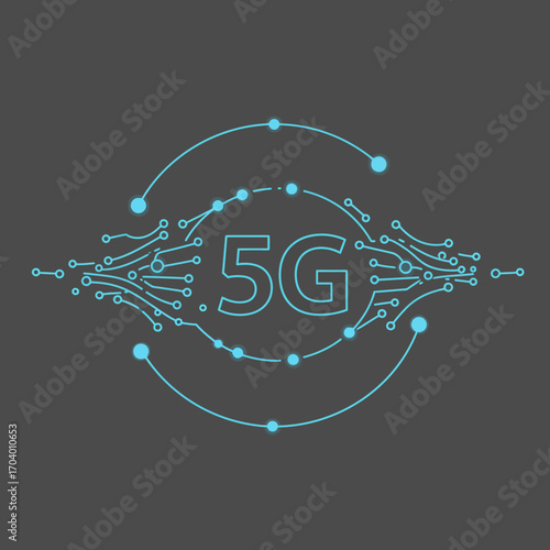 5G Network Technology Concept Illustration Fast Wireless Communication with Futuristic Design