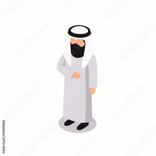 Isometric Illustration of a Man in Traditional Arab Attire