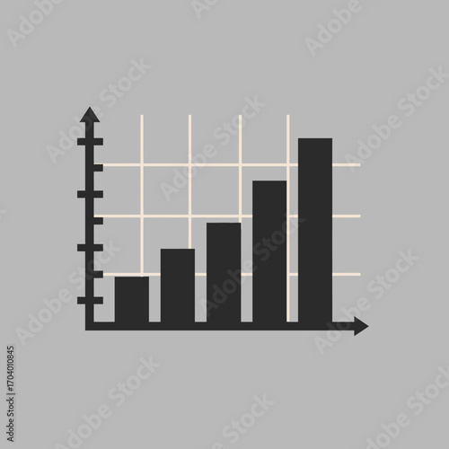 Conceptual business growth chart with rising bars, symbolizing financial profit and successful data visualization for reports and presentations
