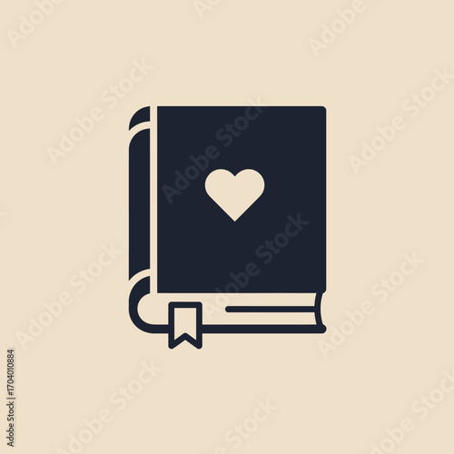 Love Story A simple book icon featuring a heart, perfect for reading and romance themes