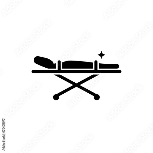 Medical Stretcher Icon Patient on Hospital Bed for Emergency Treatment