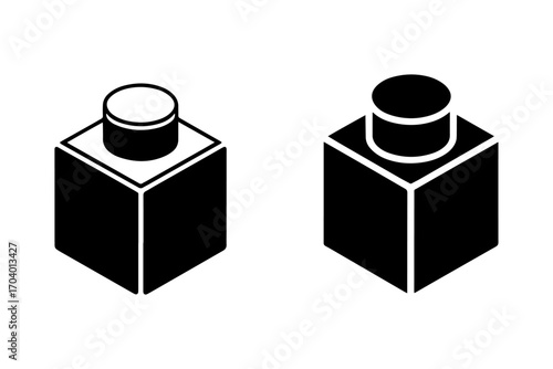silhouette of two construction building block toy bricks 