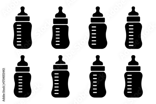 silhouette  of multiple baby bottle milk feeder