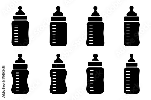 silhouette  of multiple baby bottle milk feeder