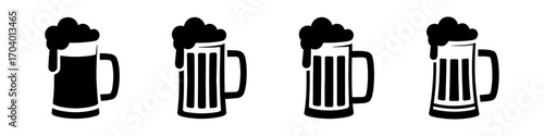 different beer mugs drink alcohol silhouette 