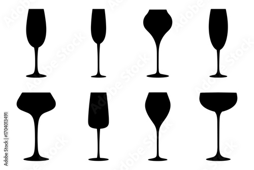 elegant collection of various glassware silhouette