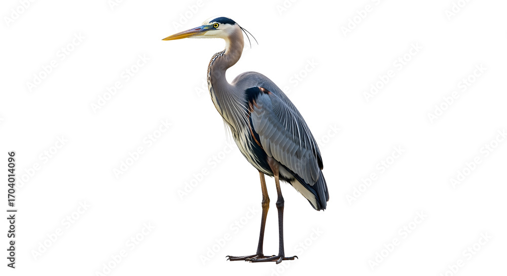 Fototapeta premium Great blue heron portrait standing isolated PNG with Transparent Background