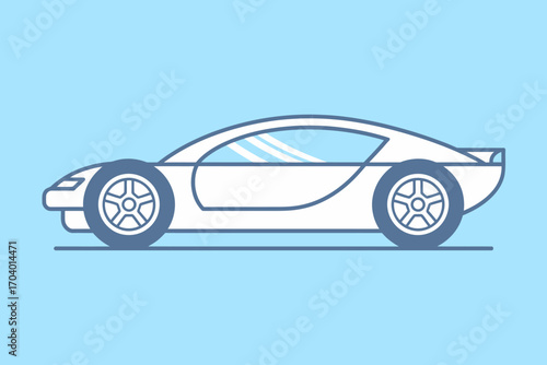Sleek and Modern Car Design Illustration on Light Blue Background Perfect for Automotive Concepts and Creative Projects