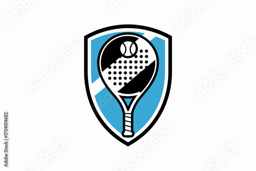 Padel Tennis Club Logo Design Vector Illustration Sport Symbol Padel Racket and Ball Isolated Icon Graphic Design Padel Competition Logo