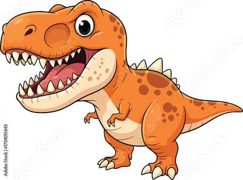 Cute dinosaur cartoon illustration with a happy smiling baby dragon mascot