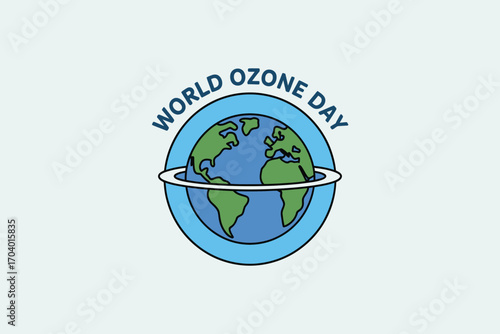 World Ozone Day graphic featuring earth in blue and green with ring representing ozone layer