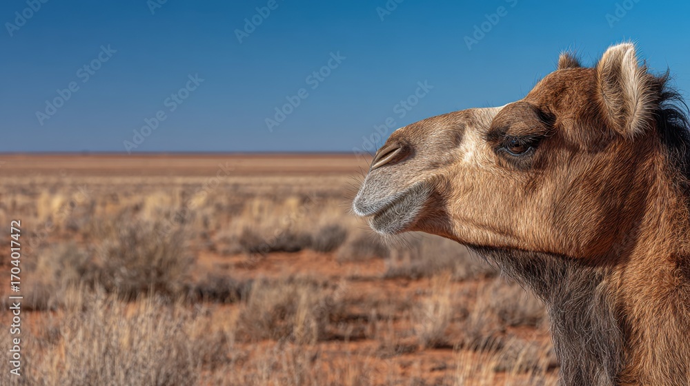 Obraz premium Camel Head Profile in Desert Landscape