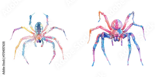 abstract color silhouette of spider watercolor vector illustration