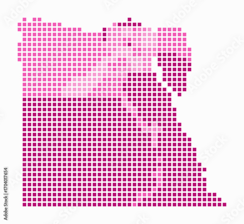 Egypt dotted map. Digital style map of the country on white background. Egypt shape with square dots. Colored dots style. Large size squares. Abstract vector illustration.