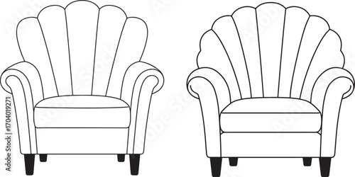 Two ornate art deco armchairs silhouette