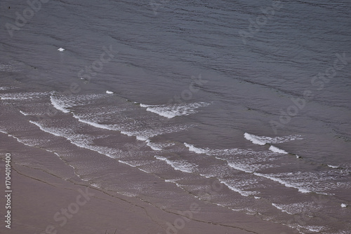 Shoreline with Gentle Waves  in Scarborough, UK.