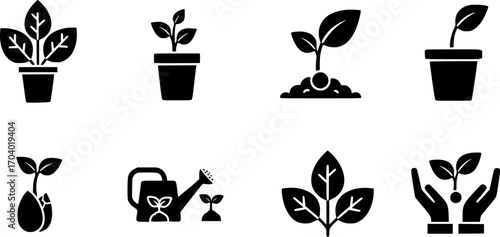 Vector set of plant and sprout icon set
