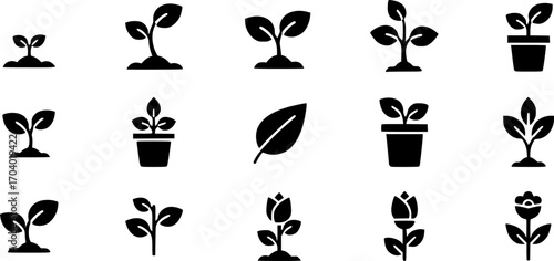 Vector set of plant and sprout icon set
