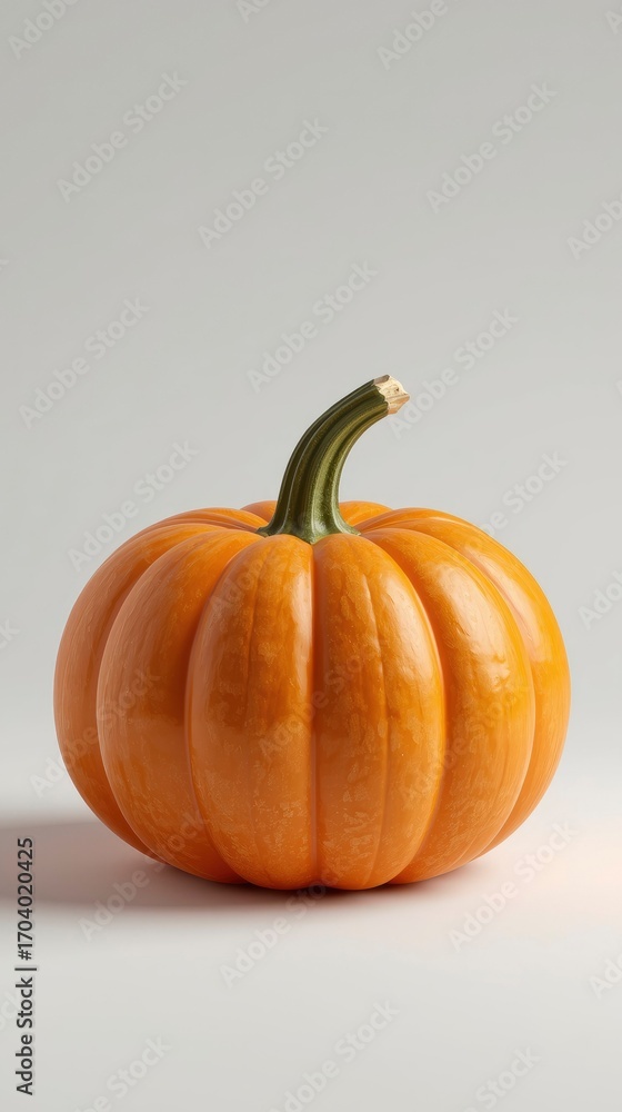 Obraz premium Single Perfect Orange Pumpkin on White Background