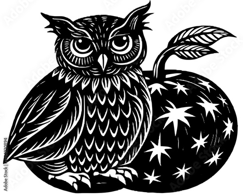  Owl Sitting on Pumpkin Silhouette, Autumn Thanksgiving Night SVG