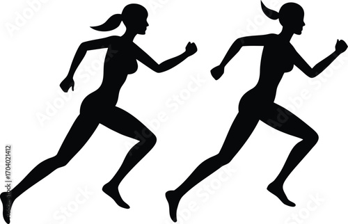 Running woman silhouettes vector