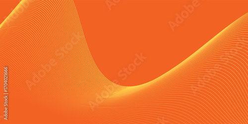 Abstract orange background with flowing wave lines. Glowing wavy lines. Shiny colorful moving lines design element. Modern dynamic wave pattern. Suit for website, poster, brochure, banner, flyer