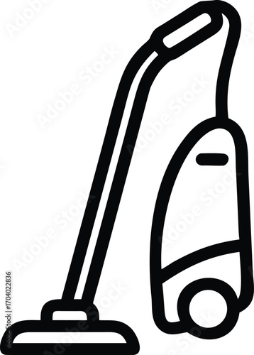 Vacuum Cleaner Icon Upright Vacuum Machine Silhouette, Home Appliance for Cleaning, Household Chores, Floor Care, Housekeeping and Hygiene Symbol Illustration