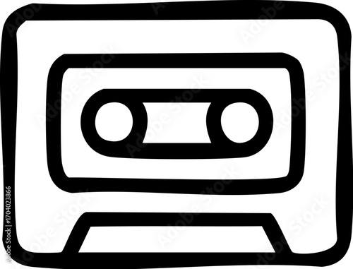Handdrawn Black and White Cassette Tape.