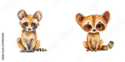 cute civet watercolor vector illustration