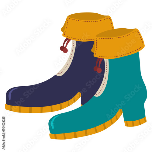 Autumn Boots Flat Illustration – Cozy Seasonal Footwear Icon