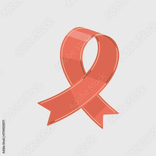 Awareness ribbon icon on coral background, representing support for various causes and campaigns, isolated on transparent background vector illustration