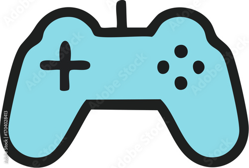 Light Blue Video Game Controller Icon Illustration.