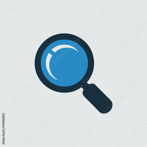 A simple magnifying glass icon, representing search, discovery, or investigation, isolated on transparent background the design is clean and modern, with a minimalist style