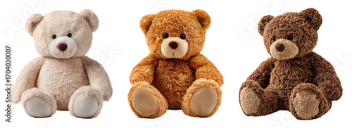 Set of gift, teddy bear doll for Christmas and New year holiday, isolated on transparent background.