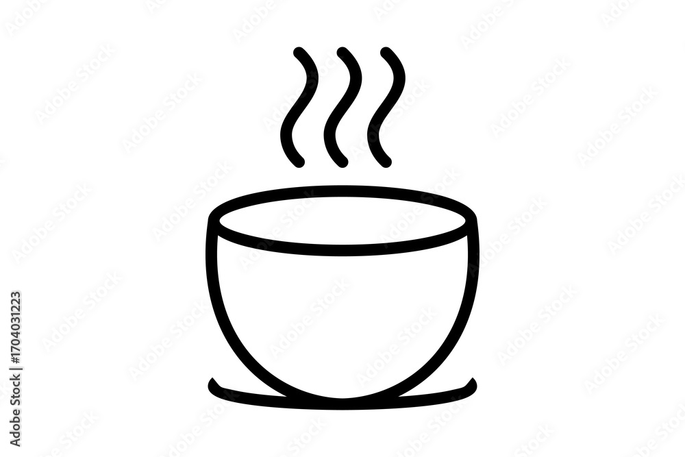 Obraz premium Hot dish bowl logo illustration design in Lineart style, isolated on transparent background