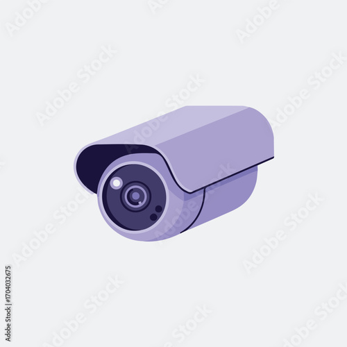 Light purple security camera, symbolizing surveillance, monitoring, and protection, isolated on transparent background, ensuring safety and security