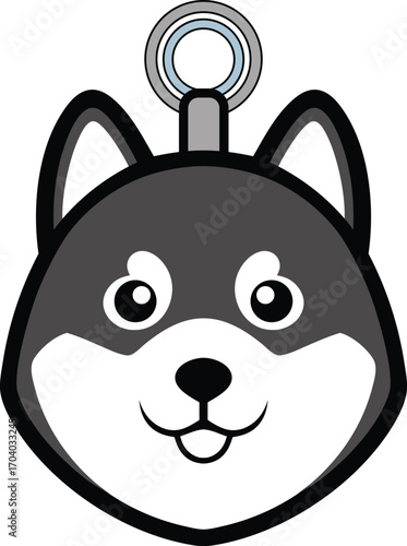 Alaskan Malamute Face Long Keychain Vector Illustration