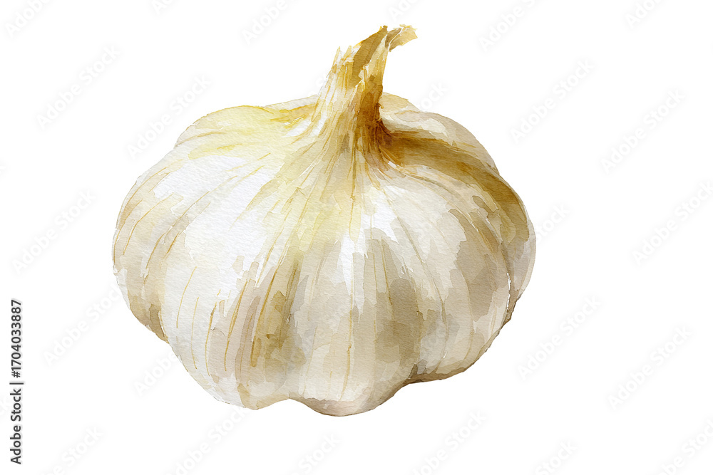 Obraz premium Watercolor of garlic bulb herb or spice isolated on transparent background