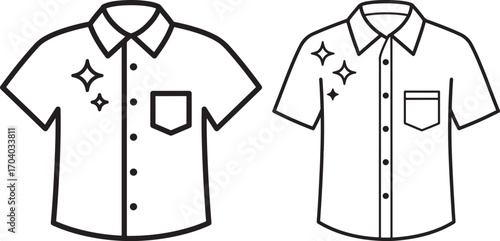 Two short sleeve button up shirt silhouettes
