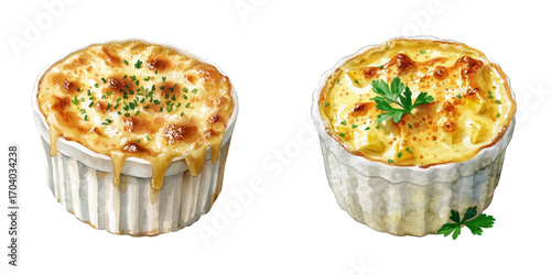 mornay sauce watercolor vector illustration