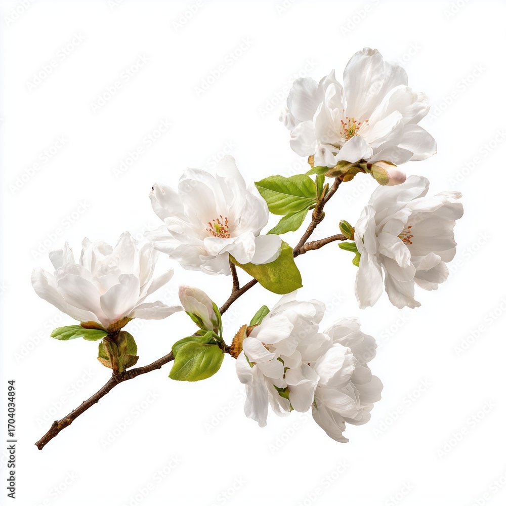 Obraz premium Delicate Magnolia Branch in Bloom , isolated on white background png