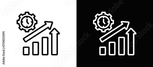 Productivity Chart Icon In Black And White Filled Style