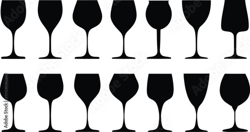 Elegant wine glass silhouette against a clean white background design