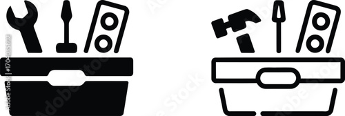 Stylish Black Filing Cabinet Icon Modern Office Storage Solution Graphic