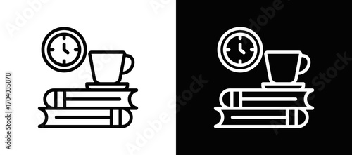 Break Time Icon In Black And White Filled Style