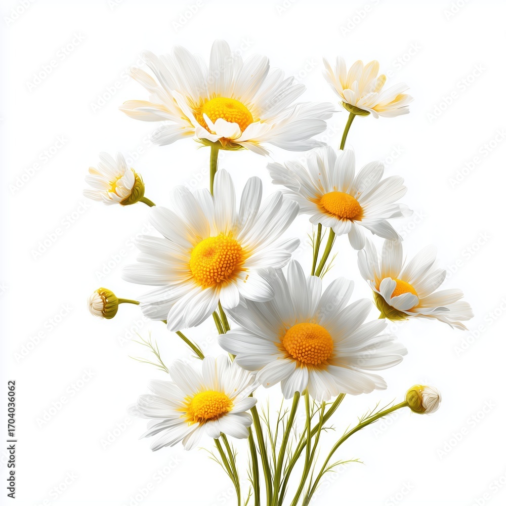 Obraz premium Beautiful Bouquet of White Daisies , isolated on white background png